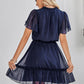 Frill Trim Tie Neck Flutter Sleeve Dress