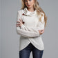 Button Detail Tulip Hem Waffle Knit Sweater