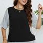 Plus Size Striped Round Neck Half Sleeve Top
