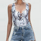 Animal Print Lace-Up Sleeveless Bodysuit