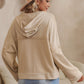 Quarter-Button Exposed Seam Dropped Shoulder Hoodie