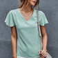 V-Neck Flutter Sleeve Blouse