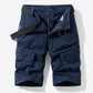 Button and Zip Closure Belted Cargo Shorts