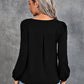 Pleated Detail Cutout Puff Sleeve Blouse