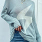 Graphic Distressed Dropped Shoulder Sweater