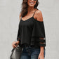 Cold-Shoulder Three-Quarter Flare Sleeve Blouse