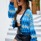 Argyle Button-Up Drop Shoulder Cardigan