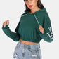 Full Size Side Stripe Elastic Waist Cropped Hoodie