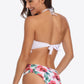 Two-Tone Fringe Trim Tied Bikini Set