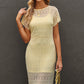 Round Neck Short Sleeve Slit Dress