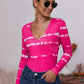 Tie-Dye Plunge Long Sleeve Top