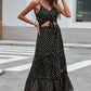 Polka Dot Cutout Spaghetti Strap Tiered Maxi Dress
