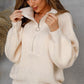 Half-Zip Lantern Sleeve Sweater