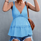Frill Trim Sleeveless Plunge Top
