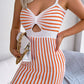 Striped Cutout Spaghetti Strap Knit Dress