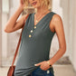 Ribbed Buttoned V-neck Tank