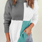 Color Block Drop Shoulder Turtleneck Pullover Sweater