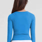 Notched Neck Ruched Sports Top