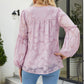 Applique Frill Trim Gathered Detail Blouse