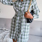 Plaid Button Down Tie Front Shirt Dress