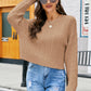Cable-Knit Drop Shoulder Round Neck Sweater