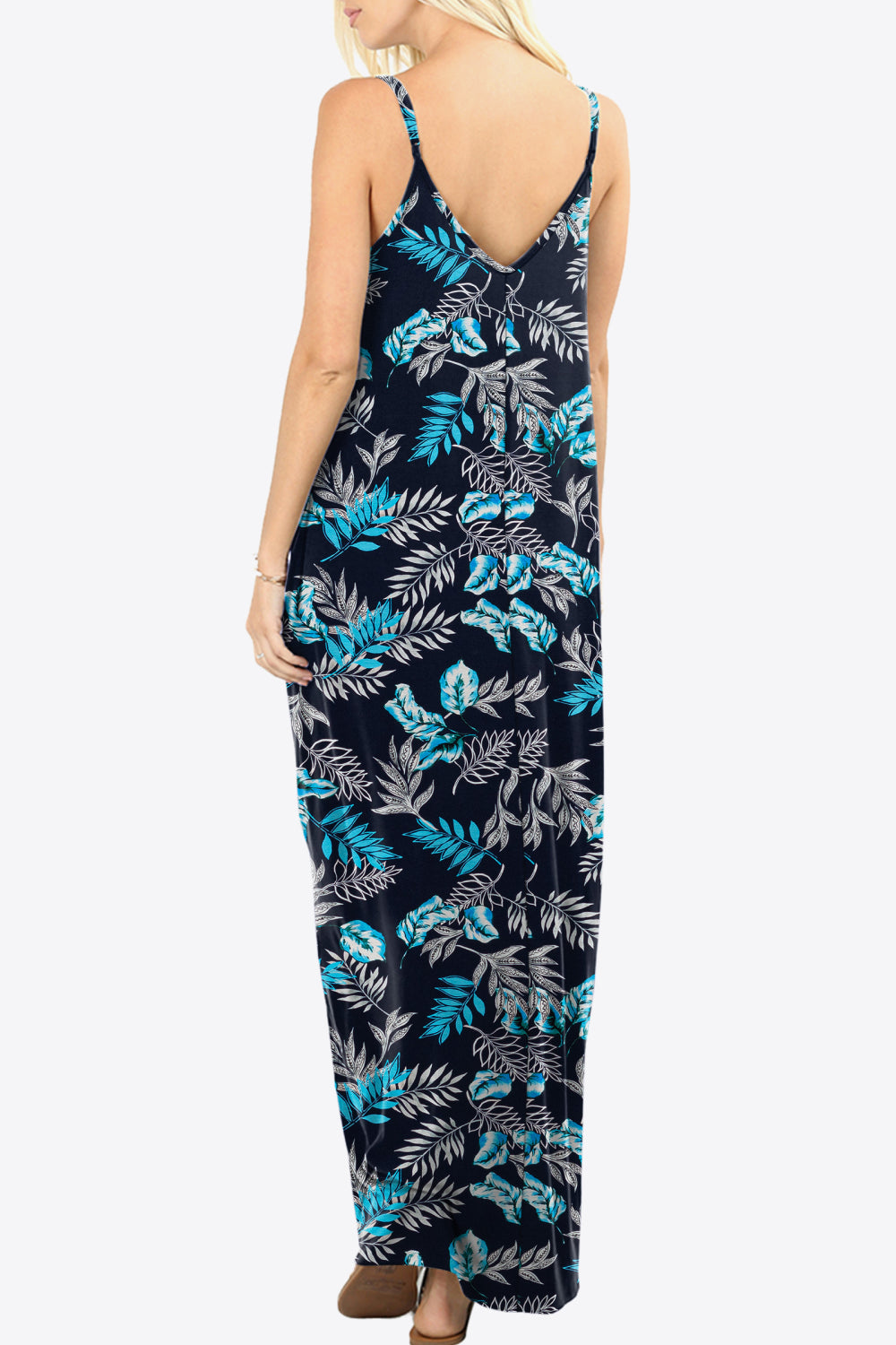 Floral Spaghetti Strap Maxi Dress with Pockets