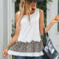 Leopard Color Block Frill Trim Tank Top