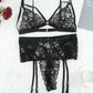 Strappy Three-Piece Lace Lingerie Set