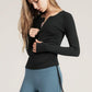 Half-Zip Drawstring Long Sleeve Sports Top