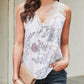Printed Scalloped Lace Trim Tank
