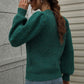 Heathered Long Lantern Sleeve Rib-Knit Sweater