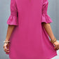 Frill Neck Flounce Sleeve Dress
