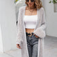 Herringbone Pattern Open Front Longline Fuzzy Cardigan