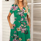 Printed Short Sleeve Surplice Neck Dress