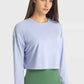Dropped Shoulder Round Neck Cropped Sports Top