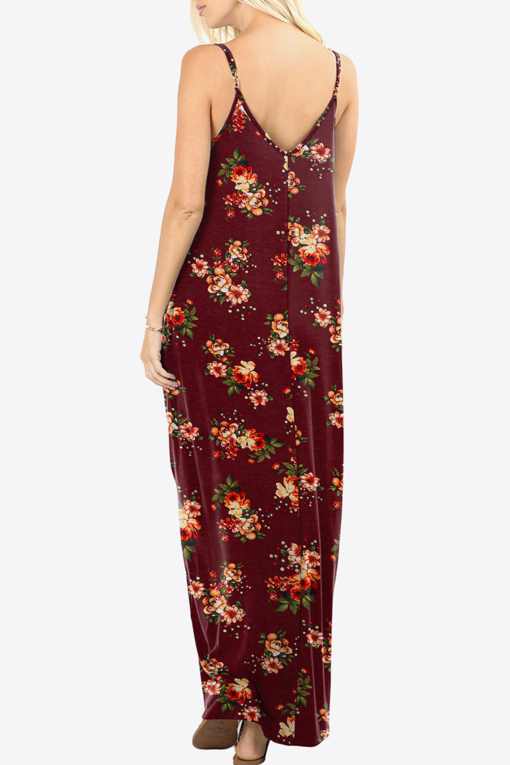 Floral Spaghetti Strap Maxi Dress with Pockets