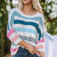 Striped Round Neck Sweater with Breast Pocket