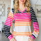 Gradient Striped Long Sleeve V-Neck Top