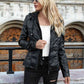 Full Size Zip-Up Hooded PU Jacket