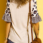 Easter Leopard Waffle-Knit Flounce Sleeve Top