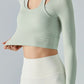 Halter Neck Long Sleeve Cropped Sports Top