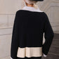 Color Block Half-Zip Dropped Shoulder Knit Pullover