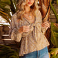 Floral Deep V Tied Peplum Top