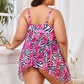 Plus Size Printed Spaghetti Strap V-Neck Two-Piece Swim Set