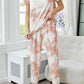 Tie-Dye Round Neck Short Sleeve Top and Pants Lounge Set