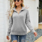 Quarter-Zip Rib-Knit Collared Sweater