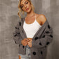 Polka Dot Open Front Dropped Shoulder Cardigan