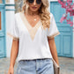Contrast Trim Short Sleeve Plunge Blouse
