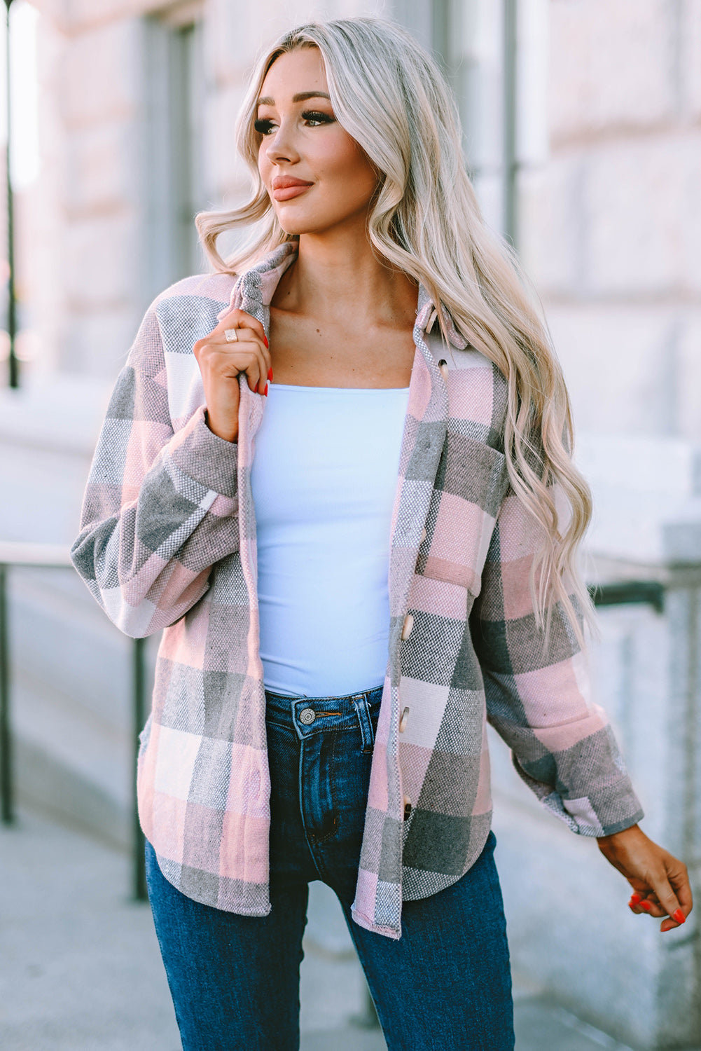 Plaid Brushed Button-Up Shacket