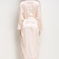 Spliced Lace Tie Waist Satin Robe